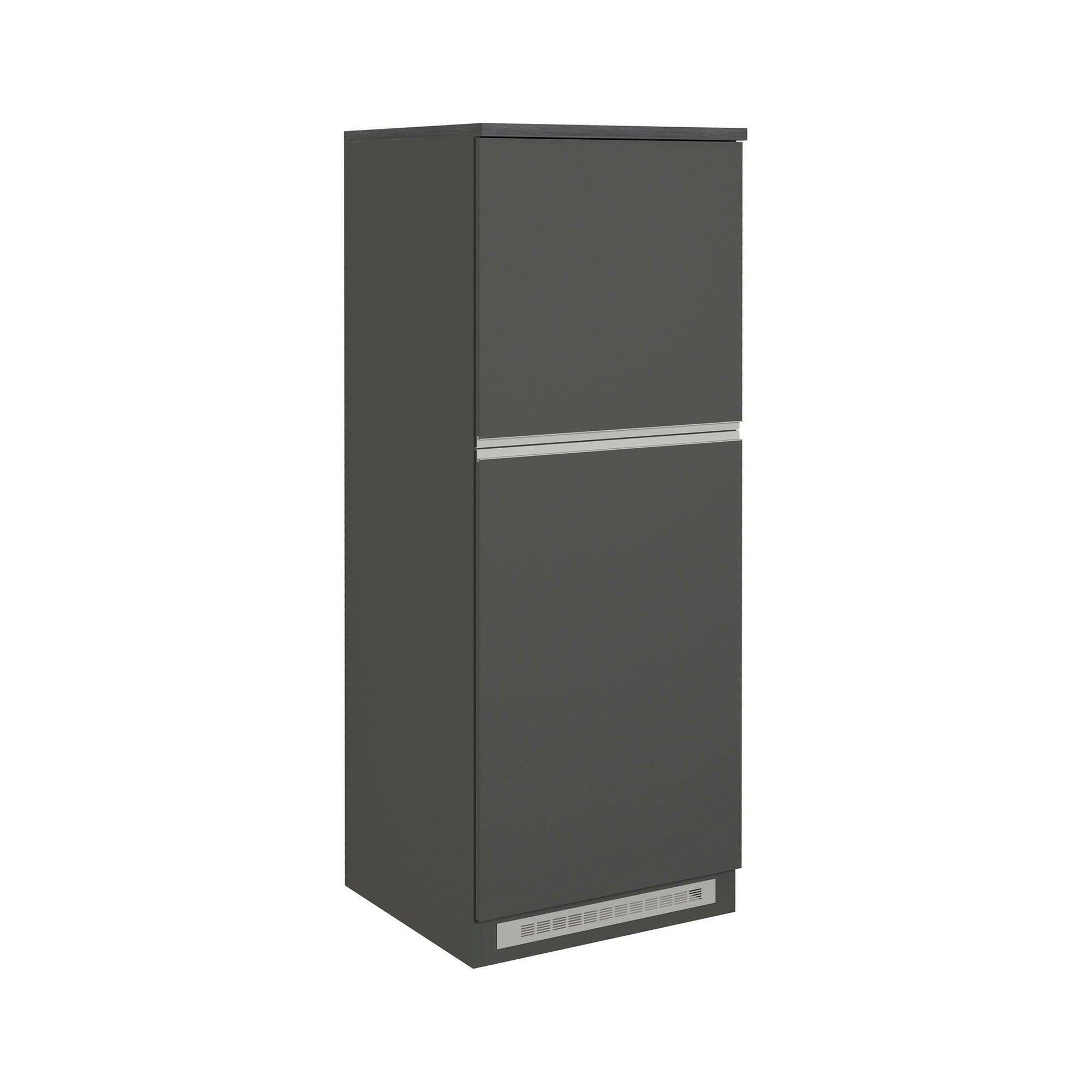 Dmora Dispensa da Cucina Plinio 60x60x165h cm Nero Antracite 2 Ripiani Apertura Battente, 2 Ante Made in Italy