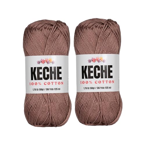 Image of Cotton Yarn - 100% Cotton Yarn for Crocheting and Knitting, Mercerized Cotton Amigurumi Yarn Fine-Sport 2 1.76 oz (50g) / 136 Yrds (125 m) 2 Skeins - Camel