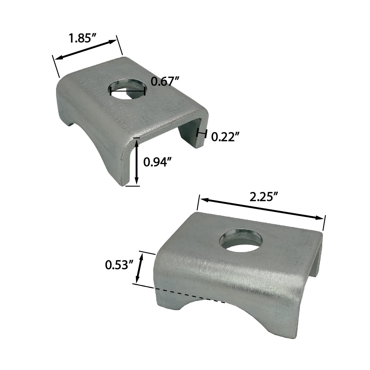 A.A U Bolt Mounting & Plate Kit for 2,200 lb Trailer Axle with 1-3/4" Round Tube Diameter, Galvanized Zinc - Single Axle
