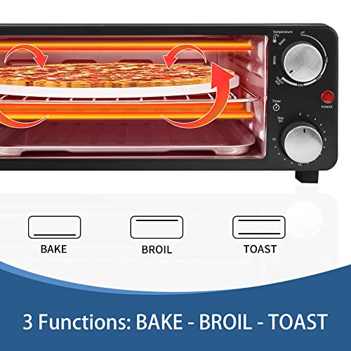Pizza Oven Baker Indoor Fits 12" Pizza, 4-Slice Convection Toaster Oven Cooking with Removable Pizza Door, Flip Up & Away for Space Saving, High Capacity Black - Image 5