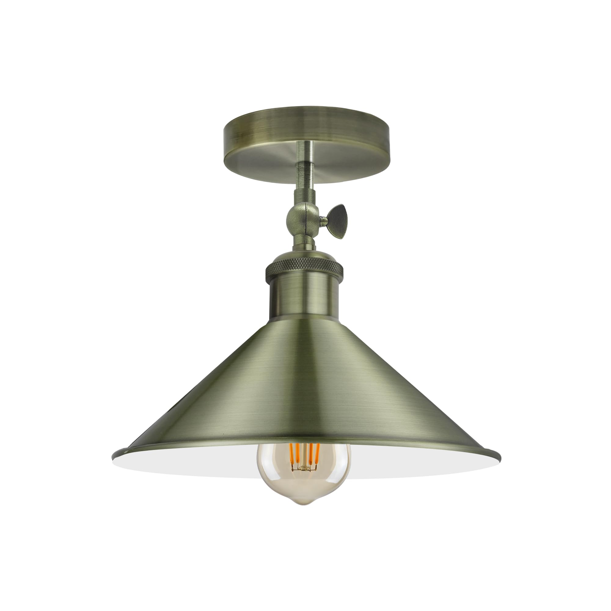 DC VOLTAGE Vintage Style Semi Flush Mount 180 Degree Adjustable E27 Base with Bulb Socket Vintage Style Unique Cone Shape Ceiling Mount Lighting — image 1