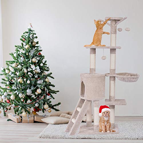 Árbol para gatos Tangkula 56 pulgadas multi-niveles miniatura 5