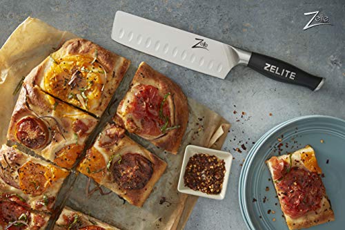 Zelite Infinity Nakiri Knife Japanese, 7 Inch Chef Knife, Sushi Knife Japanese, Vegetable Knife, Japanese Knife, Asian Knives - German High Carbon Stainless Steel - Razor Sharp Knife - Granton Edge #TOP4