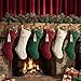 Faylapa Personalized Christmas Stocking, 6 Pack 18 Inch Knitted Xmas Stocking for Kids with DIY Snowman Name Tags, for Fireplace Christmas Holiday Family Party Decoration, Red Green White
