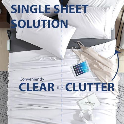 Cathay Home King Double-Sided Organizer Pocket Fitted Smart Sheet - Double Brushed Ultra Soft – Wrinkle & Fade Resistant - 14" Deep Pocket Fitted Sheet Only (King, Grey) image 3
