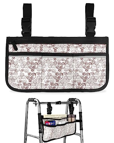 Hand Drawn Circle Wheelchair Side Bag Walker Bag, Simple Line Art Wheelchair Accessories Armrest Pouch, Organizer Storage Bag for Walkers, Rollators, Scooters, 7.3''x13''