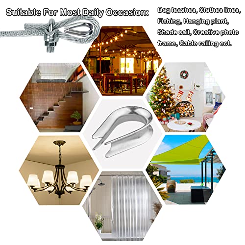 Reedny Wire Rope Thimble, Stainless Steel Thimble For 5/32" 1/4" 5/16" Diameter Rope Thimble Rigging Suitable For Cable Sunshade Sail Zip Line Birdcage Fence And Decorate Outdoors (0.15''/12Pcs) #TOP4