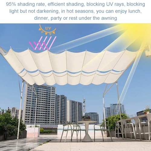 Tenda parasole per gazebo da terrazza, copertura retrattile con protezione UV con kit di montaggio, tenda da esterno impermeabile, copertura per pergola