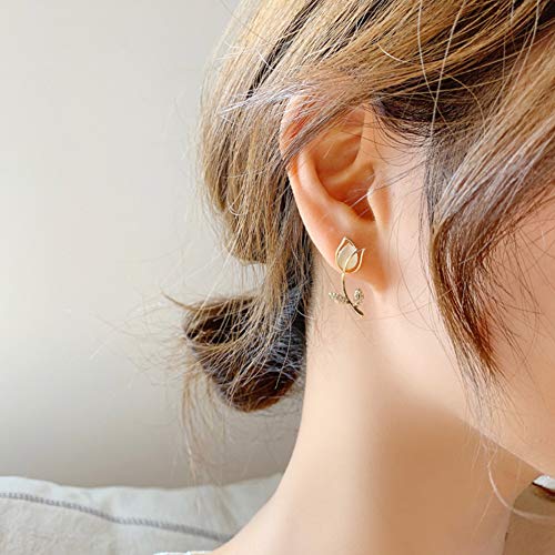 JENPECH 1 Par De Brincos De Orelha Para Mulheres Meninas Requintado Pétala De Rosa Folha Pedra Preci