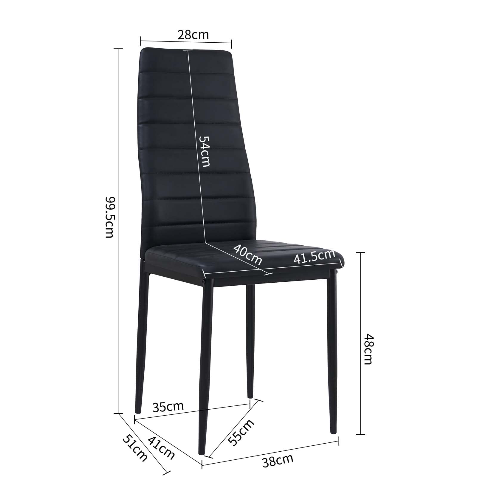 buybyroom Esszimmerstühle 4er Set Metall Küchenstuhl, Esstisch Stuhl Bequemer Polsterstuhl SitzfläChe,Schwarz