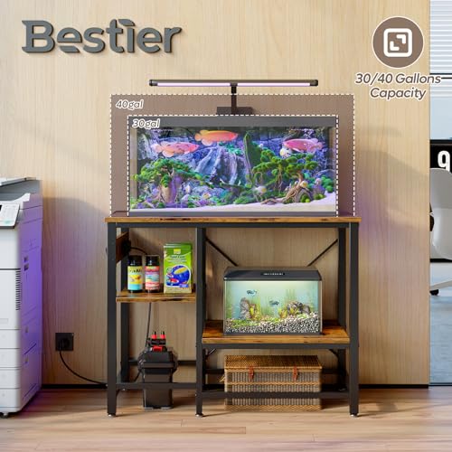 Bestier-Fish-Tank-Stand-40-50-Gallon-Aquarium-Stand-3-Tier-Tank-Stand-366-L-x-189-W-Aquarium-Rack-Shelf-with-Storage Bestier 40-50 Gallon Fish Tank Stand with Power Outlets, Metal Aquarium Stand, Reptile Tank Stand with 3-Tier Adjustable Storage Shelve, 6-Leg Heavy-Duty Aquarium Rack, 660LBS Capacity 36.6"L x 18.9"W - Image 5