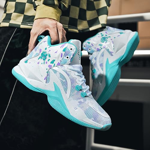 Image of Men's High-Top Basketball Shoes Anti-Slip and Wear-Resistant Soles Running Shoes Graffiti Design Fashionable Sports Shoes