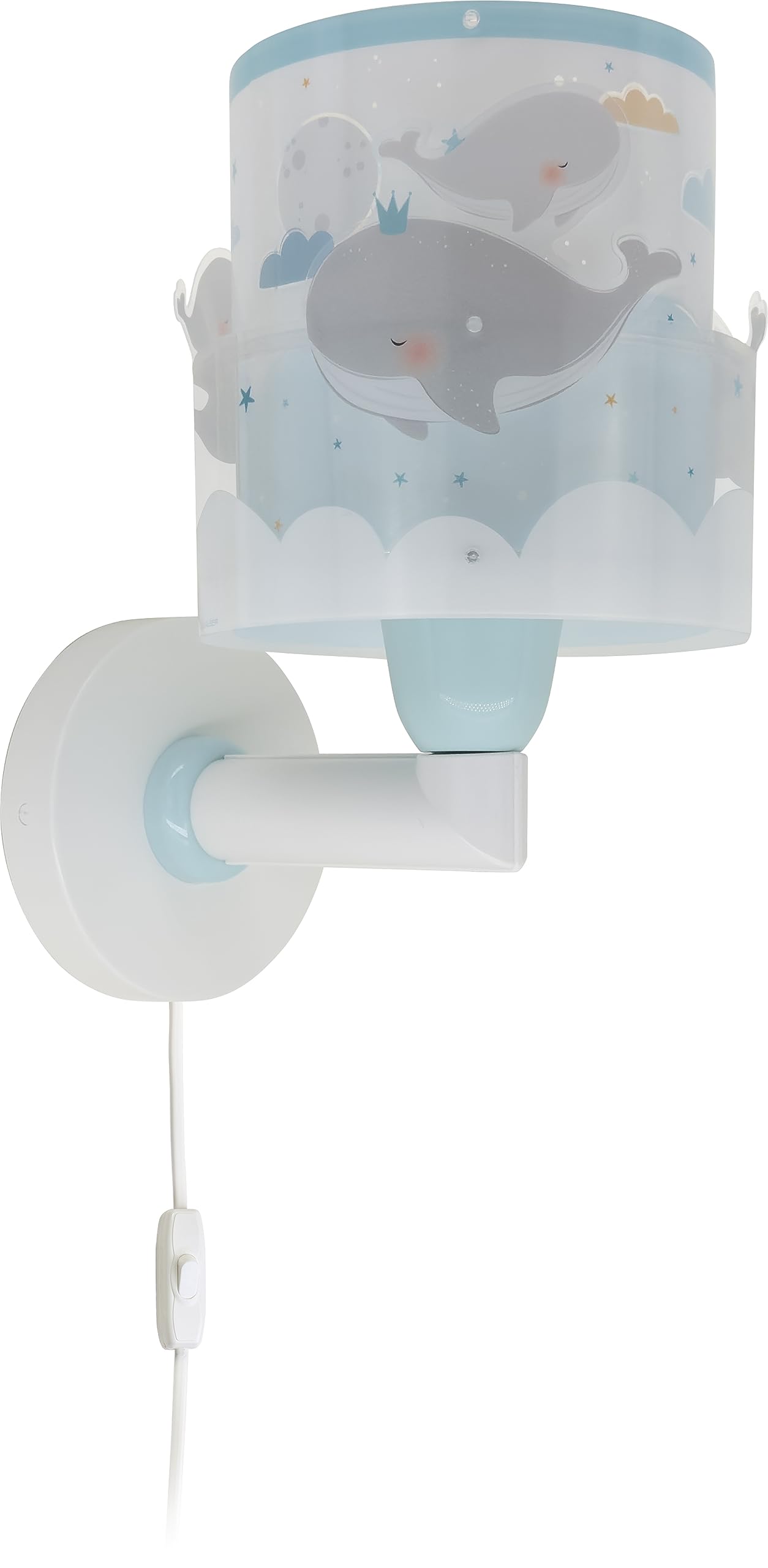 Dalber Lámpara aplique de pared infantil Ballenas Azul animales, 15W, 61179T