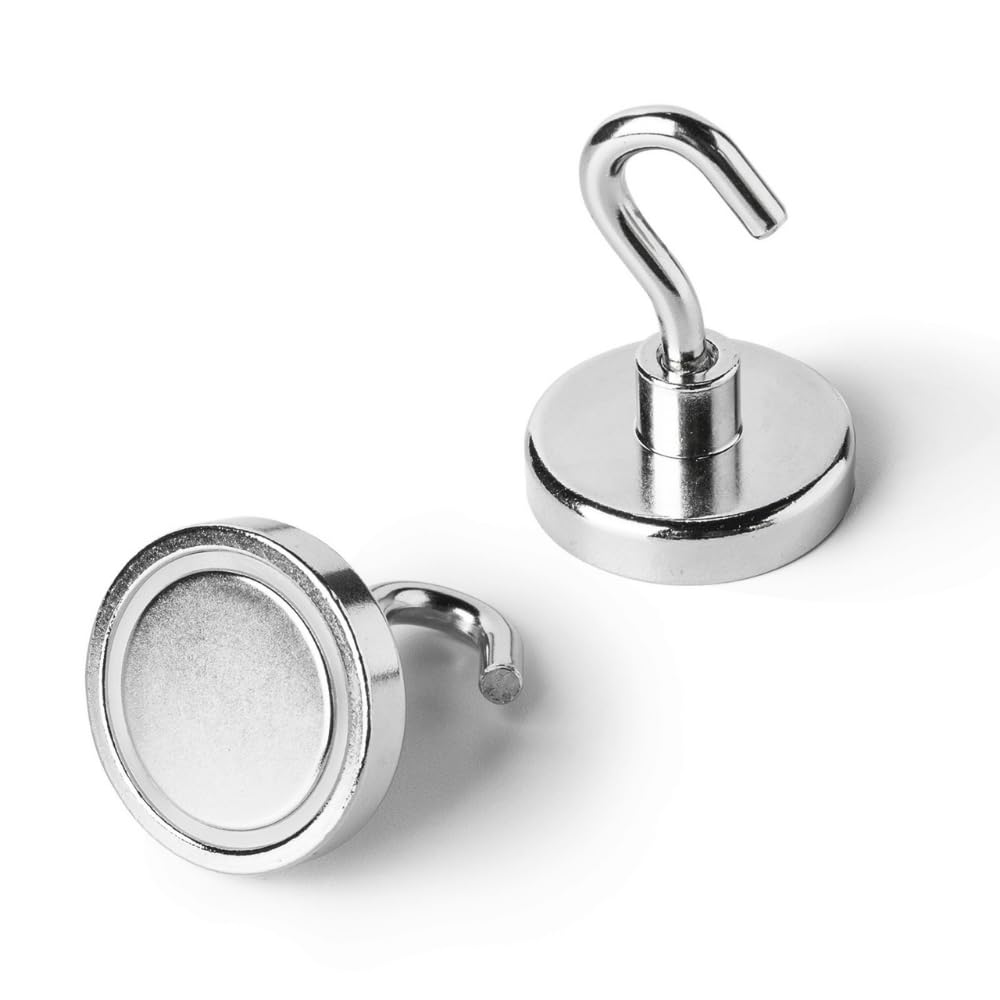 Fuertes imanes de neodimio con gancho, 20 mm, 10 unidades, extrafuertes, soporta hasta 13 kg, uso industrial, taller u oficina, imanes para atornillar