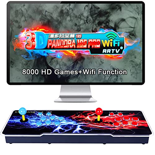 GWALSNTH 3D Pandora Box 18S Pro Arcade Games Console for Home, 8000 Games Preloaded WiFi Function to Add More Games,Plug and Play HDMI Video Games Machine,Up to 4 Players,Search/Save/Hide/ Pause Games