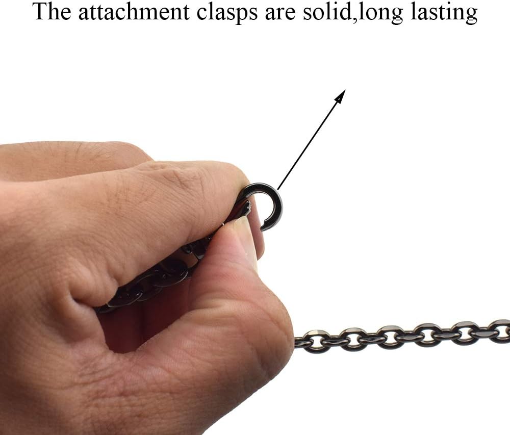 HAHIYO Mini Pochette Purse Chain Strap Thin Wide 6mm for LV Length 15.7 Inches Thick 2mm Shiny Black for Handbag Wallet Clutch Comfortable Flat Metal Strap 1 Pack - Image 6