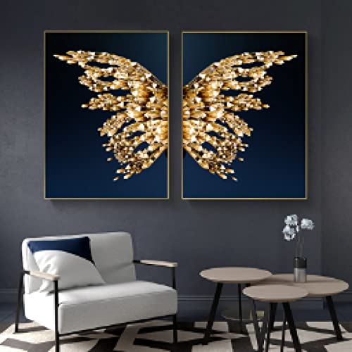 Toile papillon doré cristal au rendu artistique premium 40x60cm