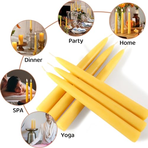 Image of Beeswax Taper Candles,100% Natural Bees Wax Candle Sticks,18 Pack,8 Inch