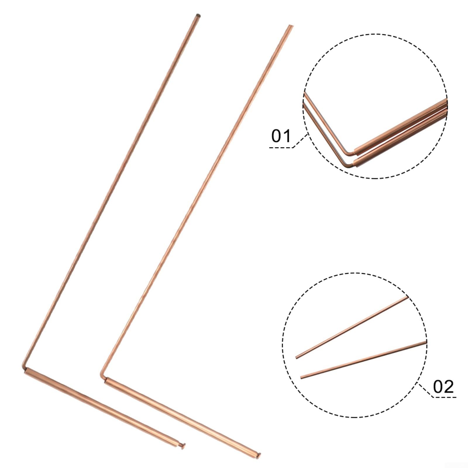 99.9% Copper Dowsing Rods - 2PCS Divining Rods Copper Detector Rod For Water Treasure Finding(Single head - flat bead)