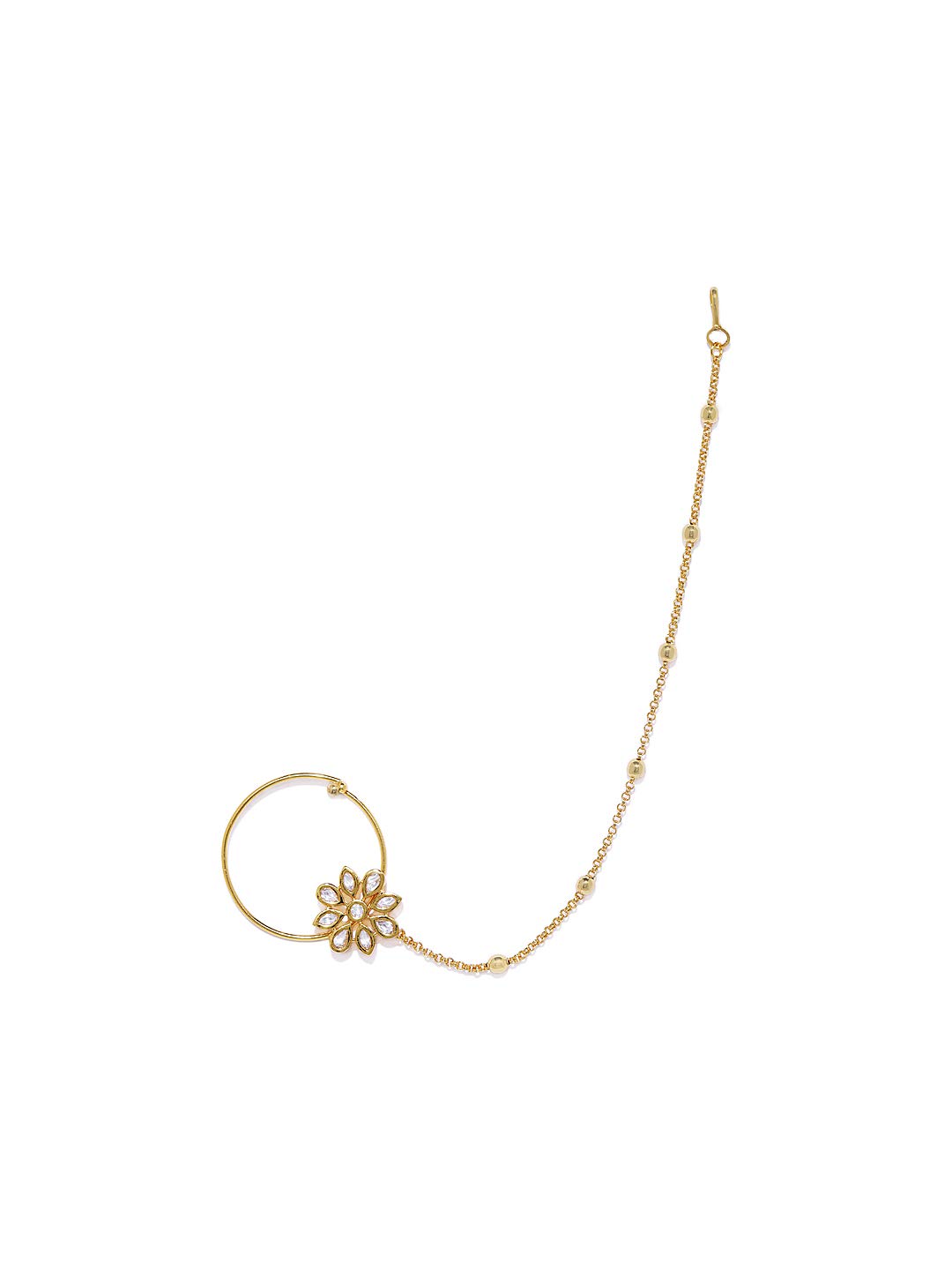 ACCESSHER Gold Plated Delicate Sparkling American Diamond Embellished Clip On/Non- Piercing Nose Ring with Pear Drops and Beads Chain for Women (B07Q6S781F) Amazon Price History, Amazon Price Tracker