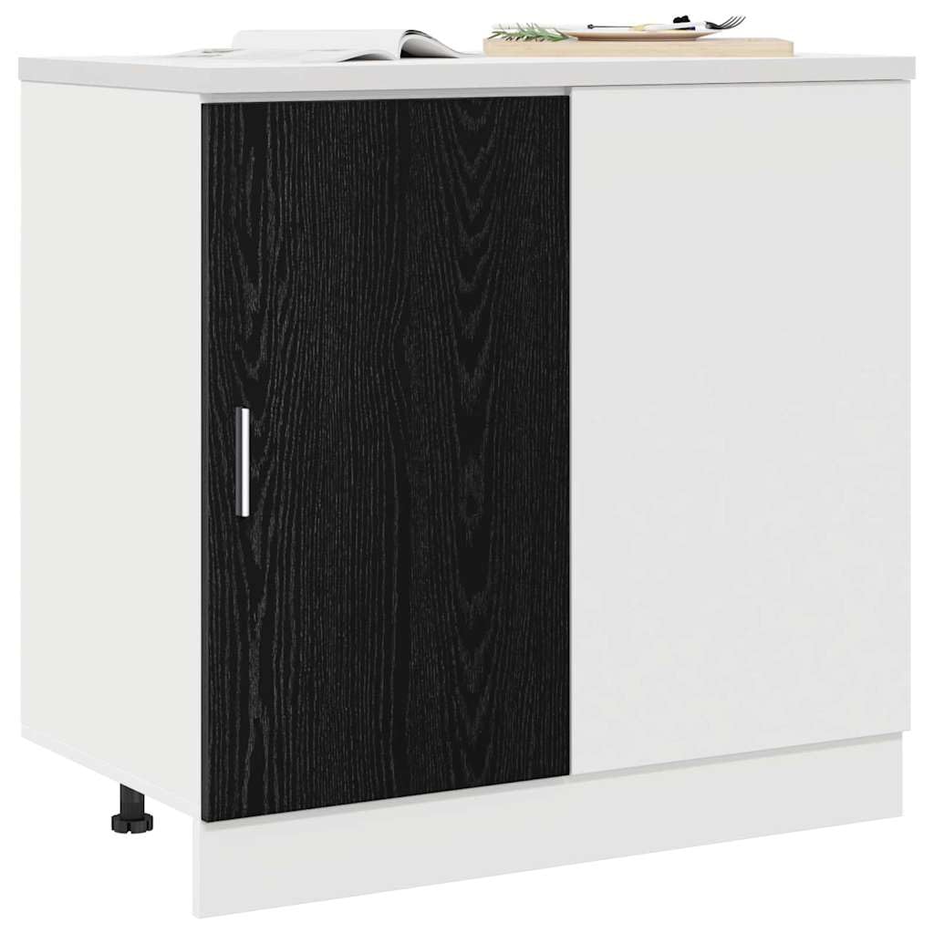 Armadio angolare da cucina nero effetto quercia in legno 86 x 46 x 81,5 cm con anta, ampio spazio per cucina, sala da pranzo e dispensa, versatile armadio multiuso