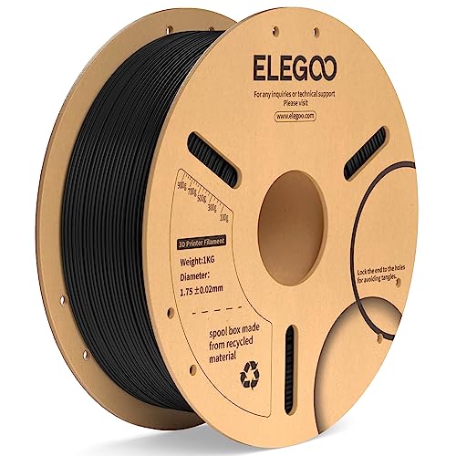 ELEGOO Filament PLA+ 1.75mm Noir 1KG, Filament pour Imprimante 3D PrÃ©cision Dimensionnelle +/- 0.02mm Bobine de Carton Filament d'Impression 3D Convient Ã  la plupart des Imprimantes 3D FDM