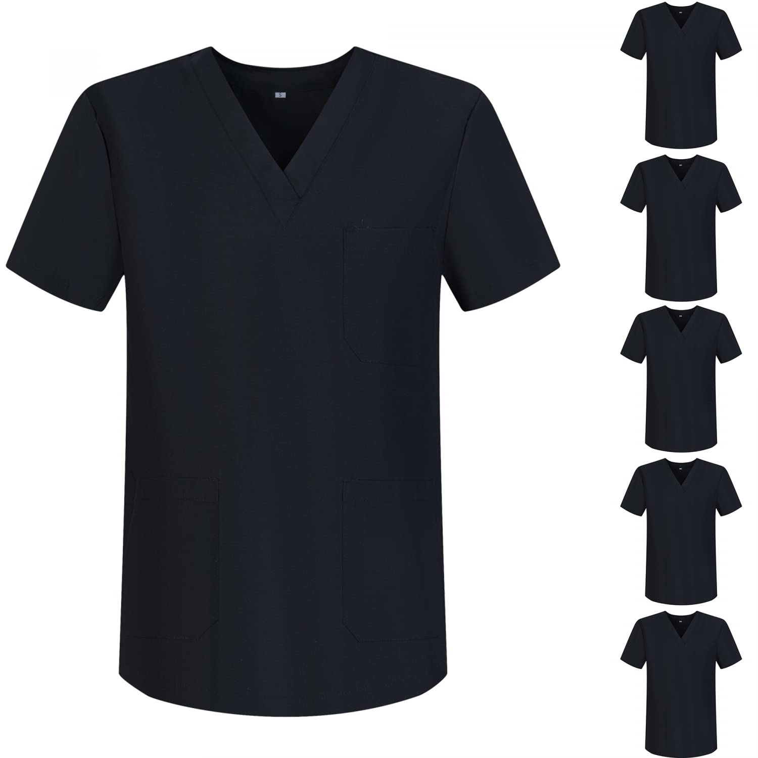 MISEMIYA - Pakiet 6 sztuk - Unisex medyczna medyczna pielęgniarka jednolite opieki zdrowotnej, Czarny 68, L