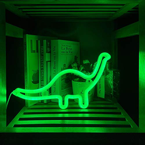 Image of Dinosaur Neon Sign Night Light, LoveNite USB & Battery Operated Glowing Neon Decorative Green Color LED Light Wall Decor for Room Party Bar Decorations (DinosaurA)