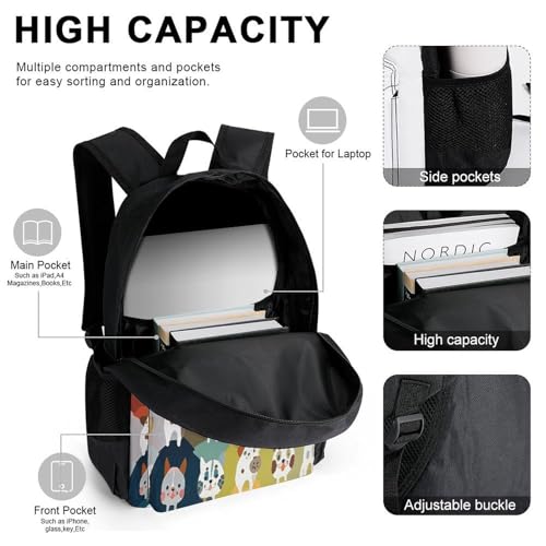 3-in-1 Backpack Combination Set Pet Puppy Print 3Pcs Backpack Sets Travel Daypack with Lunch Bag And Cosmetic Bag4