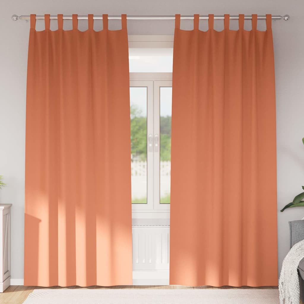 Verdunkelungs-Vorhänge mit Ringen, 2 Stück Terrakotta Polyester 245 x 140 cm, Blickdicht mit Ösen, Raffrollo und Thermo Kälteschutz für Wohnzimmer Schlafzimmer und Kinderzimmer