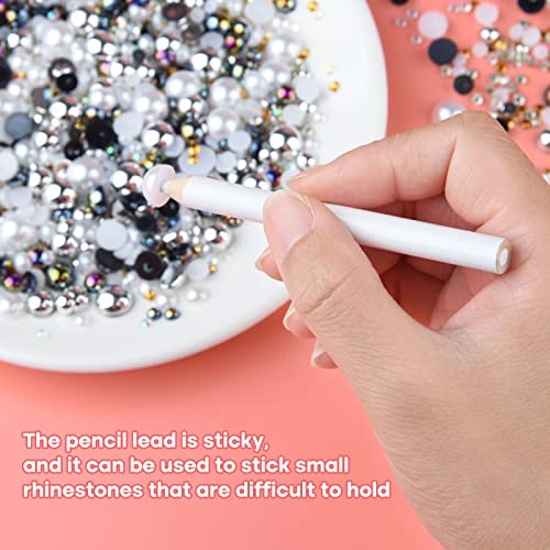 ASTARON 50g Mix Flat Back Pearls and Rhinestones for Crafts Mixed Size 3mm-10mm Flat Back Rhinestones for Crafts Flatback Pearls for DIY Tumblers Mugs Nail Art Shoes Clothes (Black White Series)