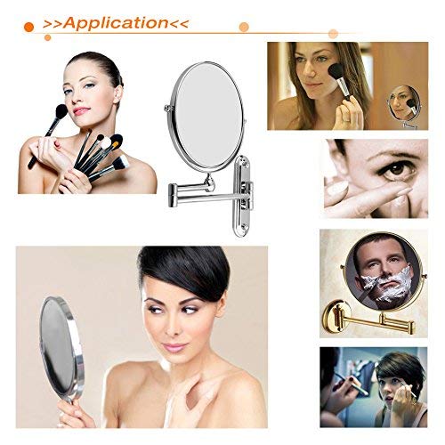 8 Inches 10X Magnifying Bathroom Makeup Mirror, Wall Mounted Swivel Shaving Cosmetic Mirror Round Vanity Mirror