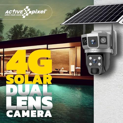 Image of Active Pixel 4G Dual Camera 4mp+4mp Lens Solar Powered | 4G SIM | IP66 Waterproof | 2-Way Audio | Outdoor Surveillance for Agriculture,Construction Site,Farm,Garden etc (Solar 4G Dual Cam)
