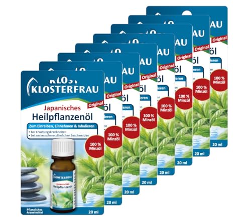 Klosterfrau Japanisches Heilpflanzenöl | 8 x 20ml | zum Einreiben Einnehmen und Inhalieren | bei Erkältungskrankheiten | Wirkstoff: 100% Minzöl