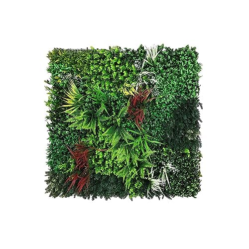 Trintion Artificial Hedge Plant Panels 100 x 100cm Grass Plant Wall Panels Green Privacy Living Wall Fence Screening Home Garden Spring Leaf Backdrop for Indoor Outdoor UV Stable Decoration Type D