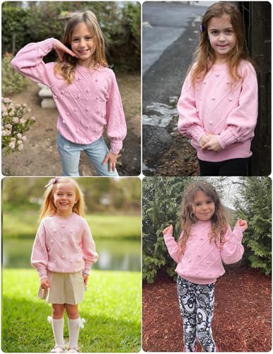 Image of Arshiner Kid Girls Crew Neck Lantern Sleeve Sweater Cute Jumper Top Pullover Outwear 5-13 Years