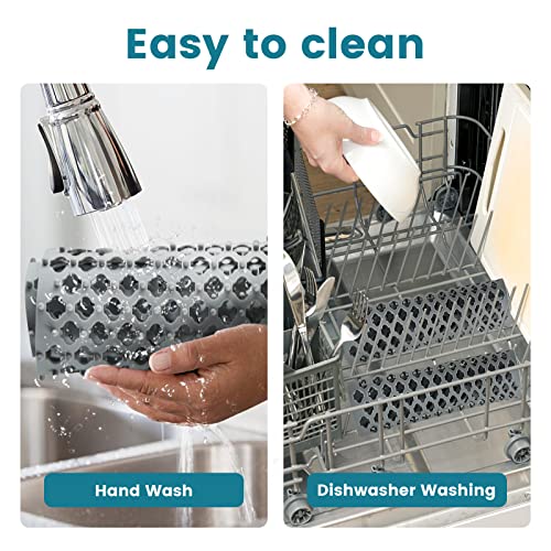 2 Pack Sink Protectors For Kitchen Sink,24.6''X 13'' Silicone Kitchen Sink Mats Grid For Bottom Of Farmhouse Stainless Steel Porcelain Sink,Fast Draining Non-Slip Sink Mat With Center Drain(Grey) #TOP5