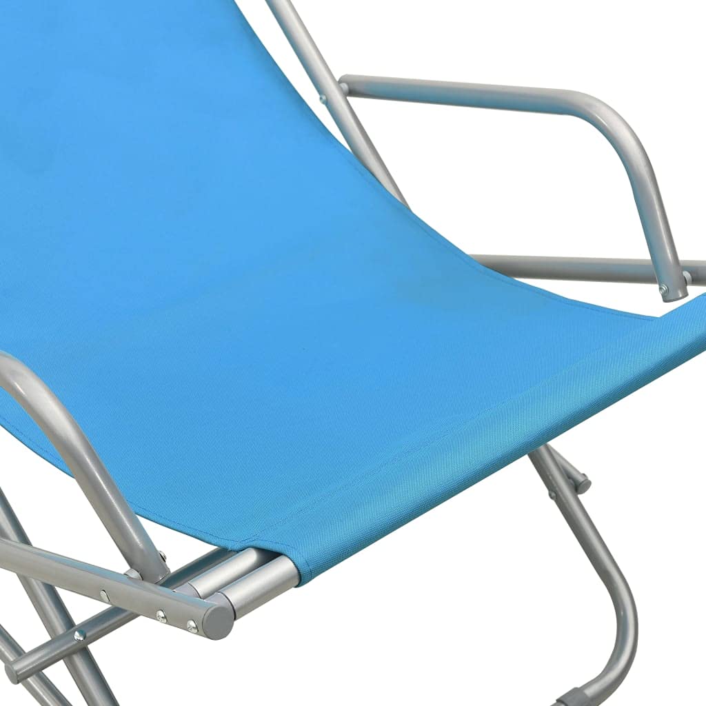 Chaises à Bascule, Lot de 2 en Acier Thermolaqué, Design Pliable avec Appui-Tête Rembourré, Rocking Chair Extérieur, Transat Jardin Exterieur,Bleu Acier, 69 x 61 x 94 cm