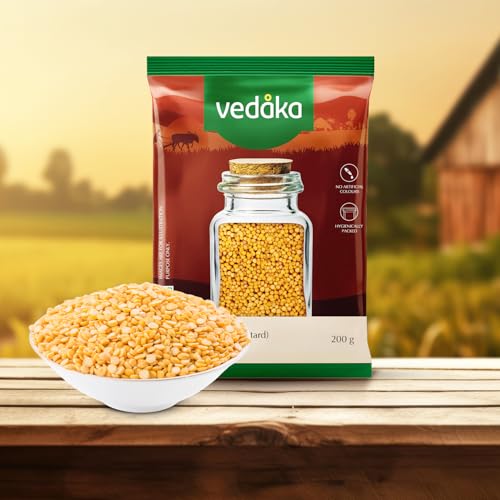 Image of Amazon Brand - Vedaka Yellow Mustard Whole | 200 g | No Cholesterol & No Added Additives