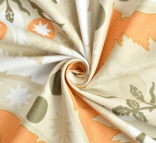 Image of KAWI Single Bedsheet Elastic Fitted (72 inchX 48 inch Size Mattress) Soft Glace Cotton Single Bed Size with 1 Pillow Cover - Peach Floral Colour