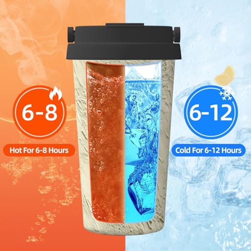 Taza de café aislada de acero inoxidable con textura de yeso para agua fría y caliente 5