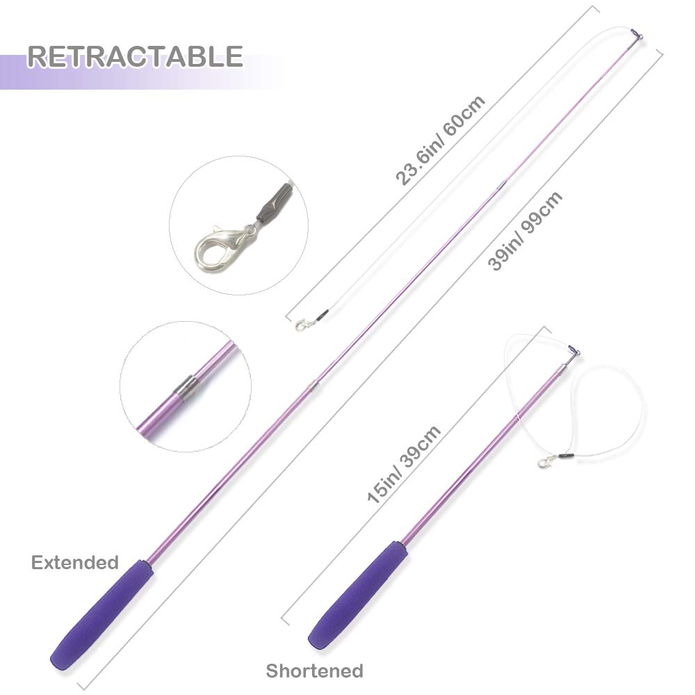 Amazon.com : Cat Toy Wand, Interactive Feather Teaser Cat Toys Set, Retractable Cat Fishing Rod with 5pcs Refills (Purple) : Pet Supplies Amazon.com : Cat Toy Wand, Interactive Feather Teaser Cat Toys Set, Retractable Cat Fishing Rod with 5pcs Refills (Purple) : Pet Supplies