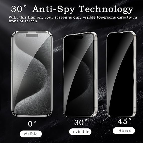 Image of [ 2+2 Pack Privacy Screen Protecor for iPhone 15 Pro Max Anti-Spy Shatterproof Tempered Glass with Camera Lens Tempered Glass 9H Hardness Bubble Free Anti-Glare Case Friendly