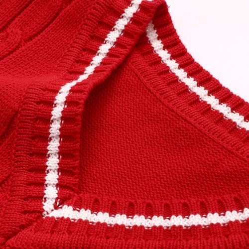 Knitted Vests for Kids Boys Girls V Neck Sweater Vest Sleeveless Ribbed Pullover Knitwear School Uniform Clothes3