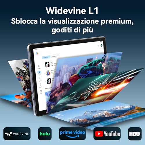TABWEE Tablet con Tastiera - 24 GB RAM+ 256 GB ROM(4 TB TF), Octa-Core, Android 15, Gemini AI, Tablet 10 Pollici, Widevine L1, 5000 mAh, 8 MP+5 MP, Face ID, 3.5 mm Jack Port (2 Anni Garanzia) - Immagine 4
