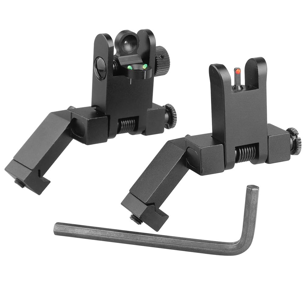 Folding 45 Degree Quick Conversion BUIS Optic Iron Sight for AR15 Front and Rear Wheels