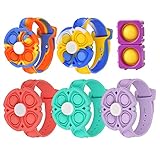 Rasihoo 5 Pcs Fidget Pop Spinner Bracelets Toys Extra 2 Pcs Simple Dimple Toys, Wearable Silicone Wristbands Push Bubble Sensory Toys for Kids Adults Anxiety Anxiety Relief, ADHD, Autism