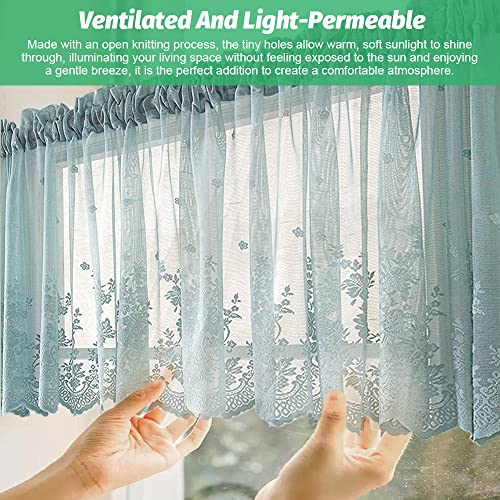 SIYINGSAERY Kitchen Window Curtains Valance Short Cafe Net Curtains Small Half Tier Curtains Rod Pocket Bistro Curtain Lace Tier Curtain Half Window Treatment for Home Decor, 51" W*16" L(Green) - Cosy Home Interiors SIYINGSAERY Kitchen Window Curtains Valance Short Cafe Net Curtains Small Half Tier Curtains Rod Pocket Bistro Curtain Lace Tier Curtain Half Window Treatment for Home Decor, 51" W*16" L(Green) - Image 5