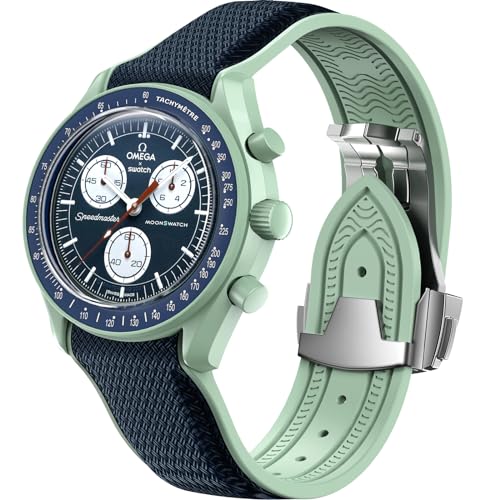 Image of Strap for Omega x Swatch MoonSwatch Watch 20mm,Folding Buckle Band Compatible Omega X Swatch Moonswatch Speedmaster,Curved No Gap Replacement Strap for Men Women