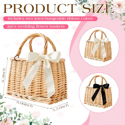 Bolso artesanal de mimbre Taiyin 2 piezas miniatura 4